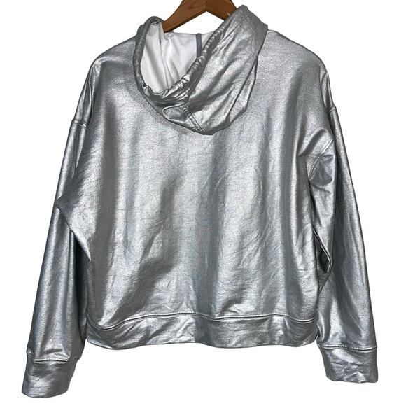 Noli Silver Metallic Chrome Pullover Hoodie Size Large *Flawed* - Picture 8 of 16